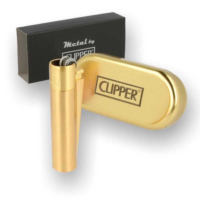 Metal Clipper Lighter Gold Flint Wheel Gold Tin 