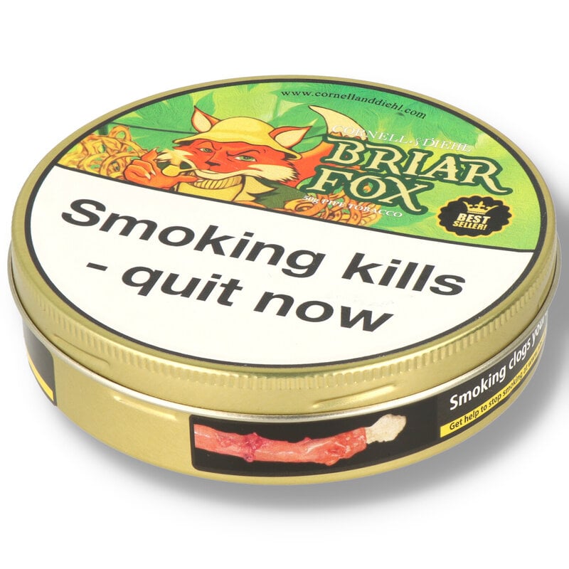 tobacco tin briar fox pipe tobacco label Cornell & Diehl Briar Fox Pipe Tobacco UK