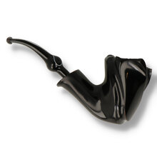 Erik Nørding Freehand Special Ebony Pipe 221 alternate side view highlighting ebony briar finish and plateau rim
