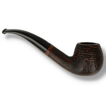 Side profile of Talamona Sabbiato S bent apple Italian briar pipe showing sandblasted bowl and curved stem
