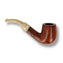 Side view of Talamona Revolution Onyx Italian bent billiard pipe showing curved stem and polished briar bowl