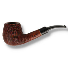 Talamona Sabbiato M bent billiard XL briar pipe with deep sandblasted finish and curved black acrylic stem