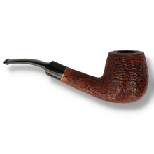 Side view of Talamona Sabbiato bent billiard XL pipe showing sandblasted briar texture and bent stem