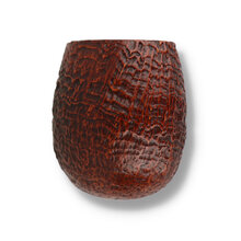 Close-up of Talamona Sabbiato briar bowl displaying deep sandblasted grain texture and large chamber