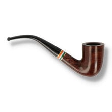 Reverse view of Peterson 2026 St Patrick’s Day Smooth 128 pipe showing smooth bent Dublin bowl and tricolour accent band