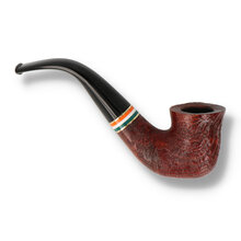 Reverse view of Peterson 2026 St Patrick’s Day Sandblast 05 pipe showing sandblasted bent Dublin bowl
