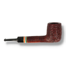 Reverse view of Peterson 2026 Sandblast 53 Lovat pipe showing textured sandblasted bowl and tricolour band
