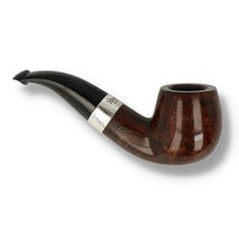Reverse view of Peterson 160th Anniversary bent pipe showing polished briar bowl and stem