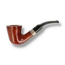 Barling The Very Finest Benjamin 9mm bent Dublin briar pipe with smooth finish and silver band