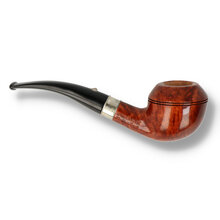 Side view of Barling 1819 bent Rhodesian pipe showing curved stem and twin bead lines