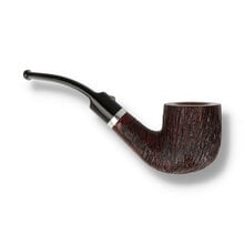 Angled view of Barling 1823 bent billiard pipe showing curved stem and textured bowl