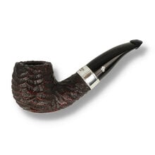 Peterson 160th Anniversary rusticated 2009 bent briar pipe with silver band and black stem