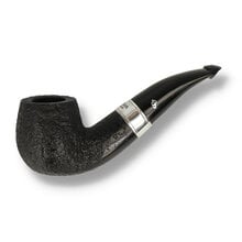 Peterson 160th Anniversary sandblasted 1272 bent briar pipe with silver band and black stem