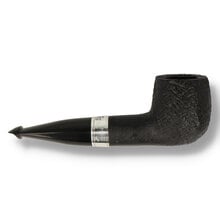 Peterson 160th Anniversary Sandblasted Straight Billiard 1532 briar pipe with textured black finish, silver band, and straight vulcanite stem shown from multiple angles.