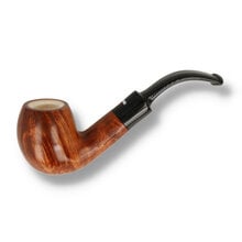 Dr Plumb 4598-08 meerschaum lined bent billiard pipe with light smooth briar finish and black saddle stem