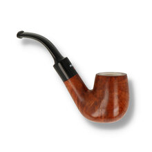 Reverse view of Dr Plumb bent billiard pipe showing curved stem and classic bowl shape
