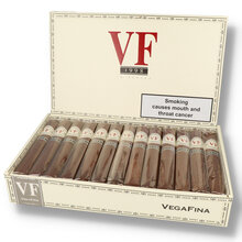 ox of VegaFina 1998 La Romana VF 52 cigars showing presentation and bands