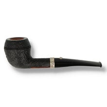 Barling Trafalgar Fossil 1817 curved Rhodesian briar pipe sandblasted black finish