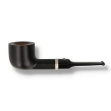 A straight pot with dark stain and metal band