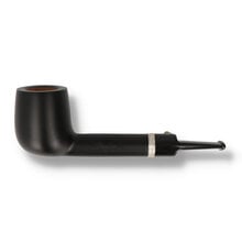 A straight Lovat pipe in dark matte stain with nickel band 