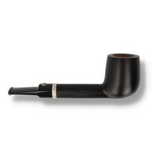 opposite angle of the straight Lovat pipe in dark matte stain with nickel band 