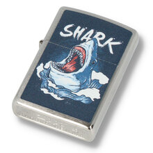 A zippo with cartoon shark design