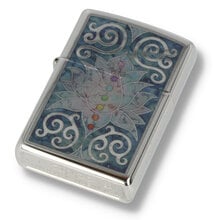 Zippo lighter in aged gunmetal with lotus design