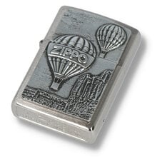 Silver Chrome Zippo with 3d Pewter Hot Air Balloon design