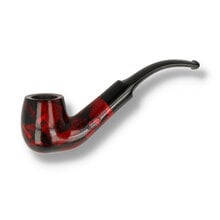 A bent billiard pearwood pipe in red camo design