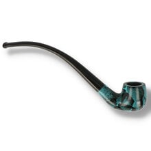 Compact bent billiard pipe in turquoise and black marbled finish
