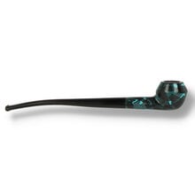 Lightweight pearwood reading pipe in turquoise and black gloss finish