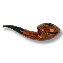 Handmade Wilson Wang C-Pipe featuring rich bird's eye grain, rounded bowl and glossy finish.