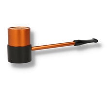 Aluminum pipe with briar lined bowl in a dark metallic orange