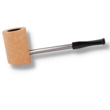 A light stained smooth briar bowl with aluminium stem