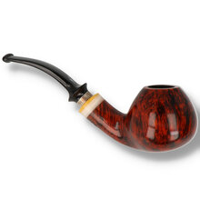 Erik Nørding Freehand Special CUT No.4 bent apple briar pipe with red contrast finish, metal accent band and black acrylic stem