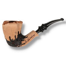 Erik Nørding Signature Rustic Freehand 166 briar pipe with natural wood finish, black rusticated base and black acrylic stem