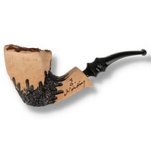 Erik Nørding Signature Rustic Freehand 167 briar pipe with natural wood finish, black rusticated base and black acrylic stem