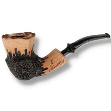 Erik Nørding Signature Rustic 168 freehand briar pipe with natural wood bowl and black rusticated finish