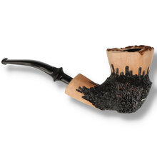 Handmade Danish Erik Nørding Signature Rustic pipe with organic rim and black acrylic stem