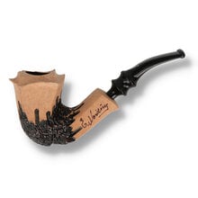 Erik Nørding Signature Rustic 169 freehand briar pipe with natural bowl and black rusticated finish