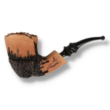 Erik Nørding Signature Rustic 170 freehand briar pipe with natural finish and black rusticated lower bowl
