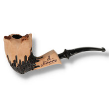 Erik Nørding Signature Rustic 171 freehand briar pipe with tall natural bowl and black rusticated finish