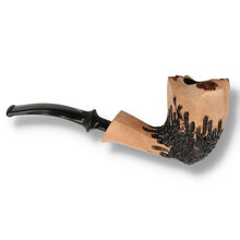 Handmade Danish Erik Nørding pipe featuring a plateau rim, natural briar and textured rustic detailing