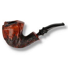 Erik Nørding Freehand Rustic 172 briar pipe with faceted bowl and black rusticated finish