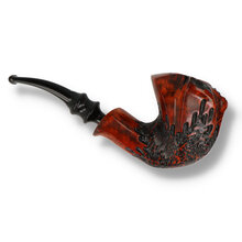 Handmade Danish freehand pipe by Erik Nørding with plateau rim and polished grain