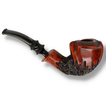 Handmade Danish freehand pipe by Erik Nørding featuring plateau rim and polished red-brown grain