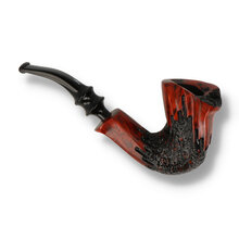 Handmade Danish freehand pipe by Erik Nørding featuring plateau rim and red-brown grain