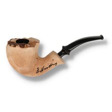 Erik Nørding Signature Smooth Natural 178 freehand briar pipe with plateau rim and black acrylic stem