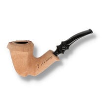 Erik Nording Signature Smooth Natural Freehand Briar Pipe 185 with plateau rim and black acrylic stem