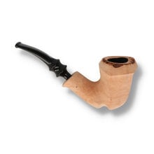 Handmade Erik Nording freehand pipe featuring a faceted natural briar bowl and rustic plateau top
